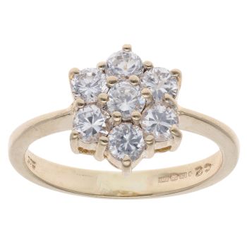 9ct Yellow Gold Cubic Zirconia Cluster Ring