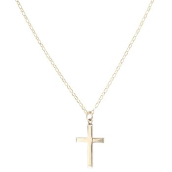 9ct Yellow Gold Cross Pendant and Chain 22"
