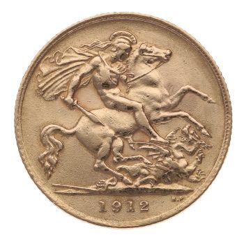 1912 George V Large Head UK Half Sovereign Coin