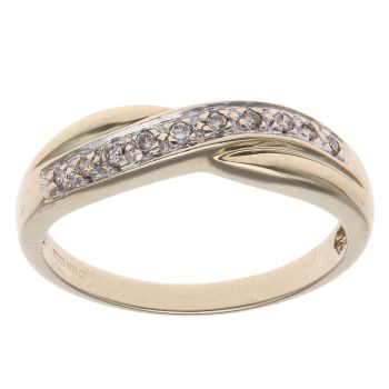9ct Yellow Gold 0.10ct Diamond Crossover Ring