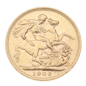 1906 Edward VII Large Head UK Full Sovereign Coin