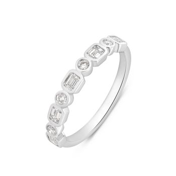Silver Platinum Plated 0.50ct Mixed Shape Lab Grown Diamond Eternity Ring