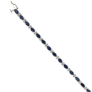 9ct Yellow Gold 0.50ct Brilliant Cut Diamond and Sapphire Bracelet 7"