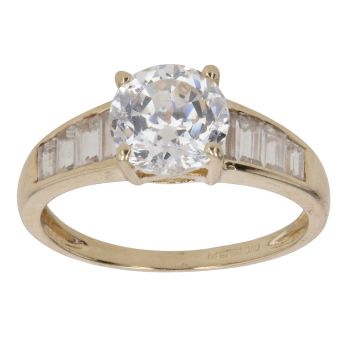 14ct Yellow Gold Cubic Zirconia Single Stone Ring