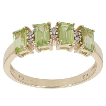 9ct Yellow Gold 0.05ct Diamond and Peridot Ring