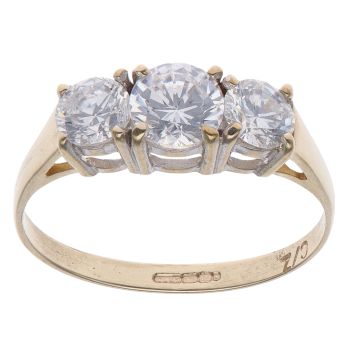 9ct Yellow Gold Cubic Zirconia Three Stone Ring