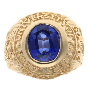 9ct Yellow Gold Blue Stone College Ring