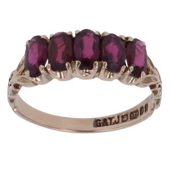 9ct Yellow Gold Five Stone Garnet Ring