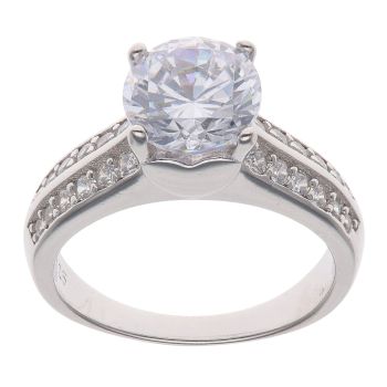 Silver Cubic Zirconia Solitaire Ring