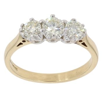 18ct Yellow Gold 1.00ct Brilliant Cut Diamond Trilogy Ring