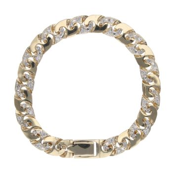 9ct Yellow and White Gold Cubic Zirconia Fancy Bracelet 7.5"