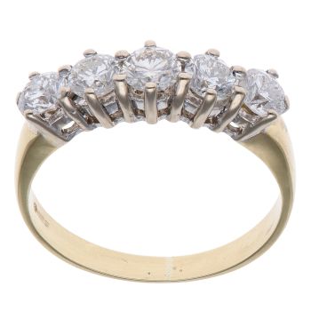 18ct Yellow Gold 1.40ct Brilliant Cut Diamond Five Stone Ring