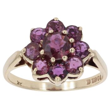 9ct Yellow Gold Pink Garnet Cluster Ring