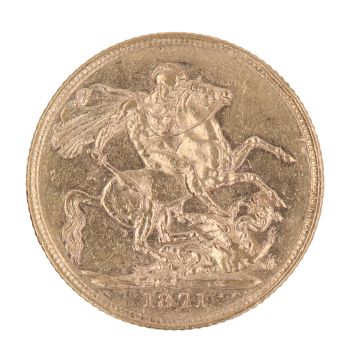 1871 Victoria Young Head UK Full Sovereign Coin