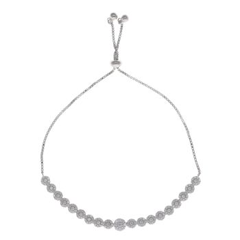 Silver Cubic Zirconia Toggle Cluster Bracelet