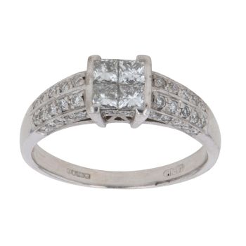 18ct White Gold 0.65ct Diamond Cluster Ring