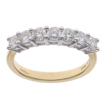 18ct Yellow Gold 0.75ct Brilliant Cut Diamond Seven Stone Eternity Ring