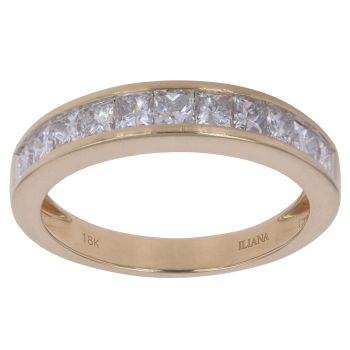 18ct Yellow Gold 1.10ct Princess Cut Diamond Half Eternity Ring