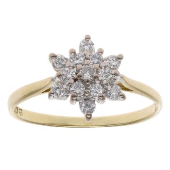 18ct Yellow Gold 0.30ct Brilliant Cut Diamond Cluster Ring