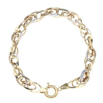 14ct Yellow And White Gold Greek Key Bracelet 7.5"