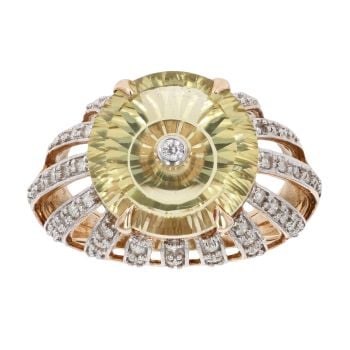 9ct Yellow Gold 0.55ct Diamond And Citrine Ring