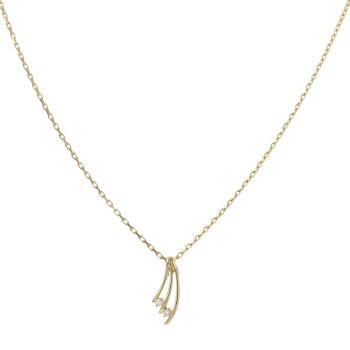 18ct Yellow Gold 0.06ct Brilliant Cut Diamond Two Stone Pendant And Chain 18"