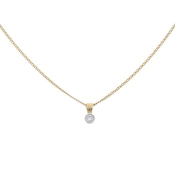 18ct Yellow Gold 0.15ct Brilliant Cut Diamond Pendant And Chain 16"