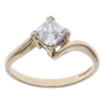 9ct Yellow Gold Cubic Zirconia Twist Solitaire Ring