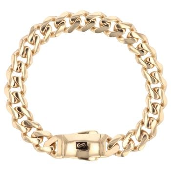 14ct Yellow Gold Monaco Curb Classic Plain Lock Bracelet 8.5"