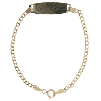 14ct Yellow Gold Children's Plain ID Bracelet 5.5"
