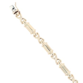 9ct Yellow Gold Crossover and Barrel Bracelet 7"