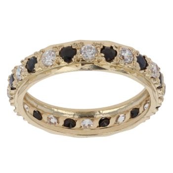 9ct Yellow Gold Cubic Zirconia and Sapphire Eternity Ring