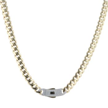 14ct Yellow Gold Monaco Classic Plain Pave Lock Chain 16"
