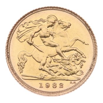 1982 Elizabeth II Decimal Portrait UK Half Sovereign Coin