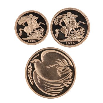 1995 Elizabeth II Gold UK Three Coin Sovereign Set