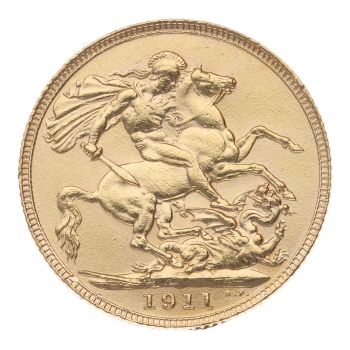 1911 George V Large Head UK Full Sovereign Coin