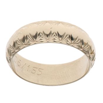 9ct Yellow Gold Patterned Edge Wedding Band 6.1mm