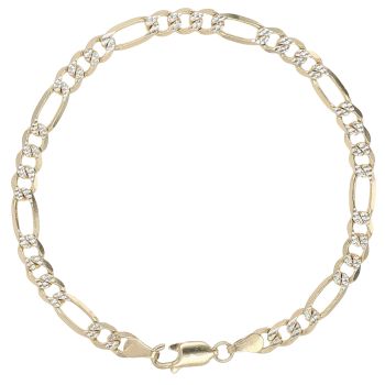 9ct Yellow Gold Diamond Cut Figaro Bracelet 7"