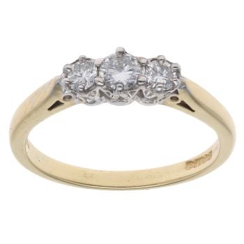 18ct Yellow Gold 0.35ct Diamond Trilogy Ring
