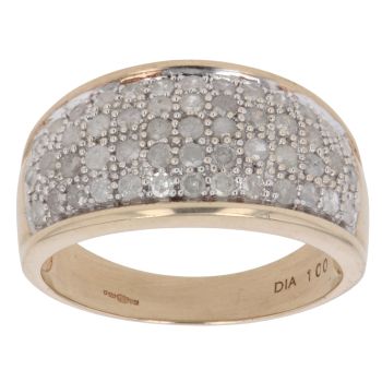9ct Yellow Gold 1.00ct Single Cut Diamond Fancy Ring
