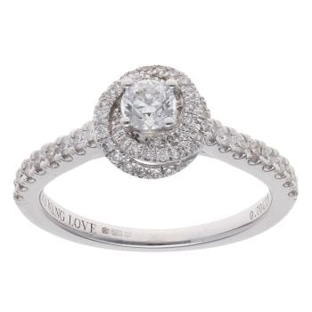18ct White Gold 0.70ct Brilliant Cut Diamond Cluster Ring