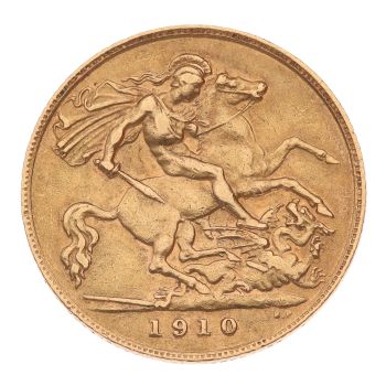 1910 Edward VII Large Head UK Half Sovereign Coin