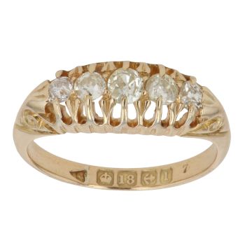 18ct Yellow Gold 0.50ct Brilliant Cut Diamond Five Stone Ring