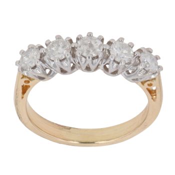 18ct Yellow Gold 1.00ct Brilliant Cut Diamond Five Stone Ring