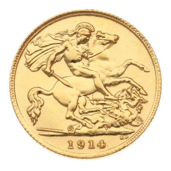 1914 George V Large Head UK Half Sovereign Coin