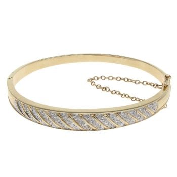 9ct Yellow Gold 0.25ct Brilliant Cut Diamond Hinged Bangle