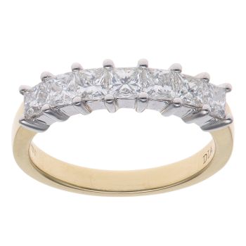 18ct Yellow Gold 1.00ct Princess Cut Diamond Seven Stone Eternity Ring