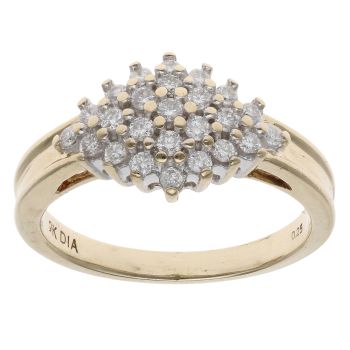 9ct Yellow Gold 0.25ct Brilliant Cut Diamond Cluster Ring