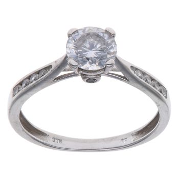 9ct White Gold Cubic Zirconia Solitaire Ring