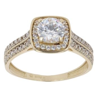 9ct Yellow Gold Cubic Zirconia Cluster Ring